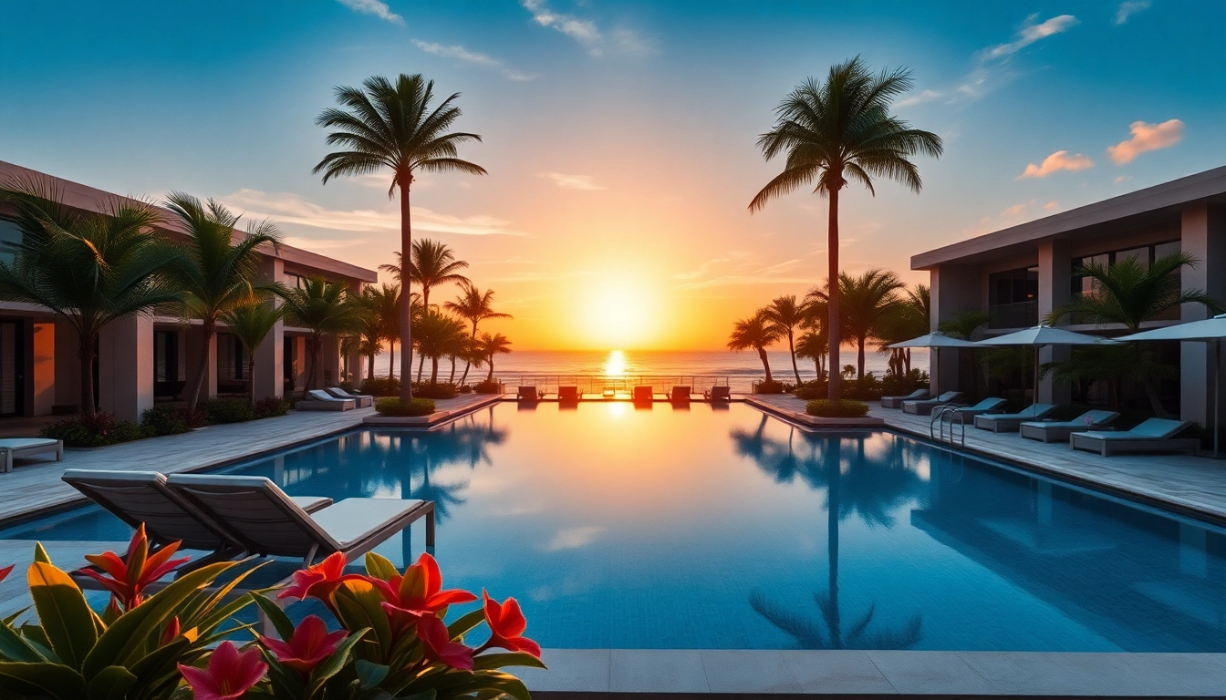 Una experiencia de lujo12 en un entorno tropical con una piscina elegante y sillas de lujo.