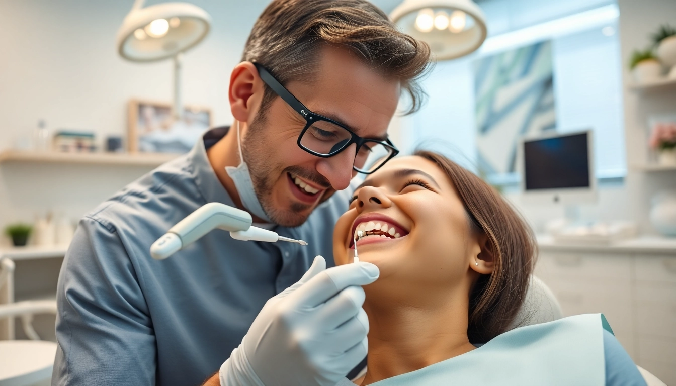 Orthodontist reviewing braces treatment with a patient in Myrtle Beach clinic.